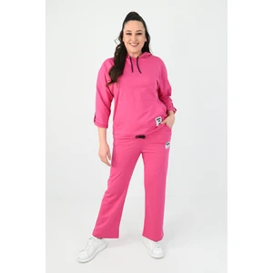 Kadın Büyük Beden Kanguru Cep Detaylı Eşofman Takımı 8026-24