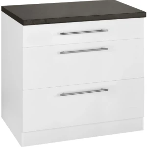 T Designo Aysel Mutfak Çekmeceli Alt Modül 80 cm Beyaz -Antrasit Tezgah Dahil