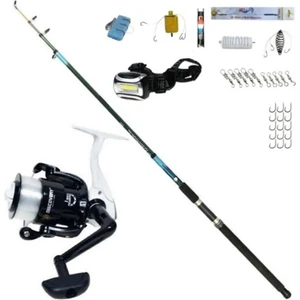 240 Kamış Misinası Sarılı Hazır Kıyı Olta Seti Kafa Feneri Hediyeli