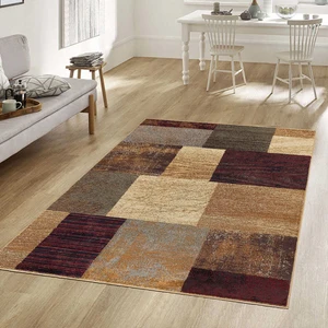 Modern Renkli Kare Desenli Dijital Baskılı Halı Kaydırmaz Tabanlı Yıkanabilir Halı