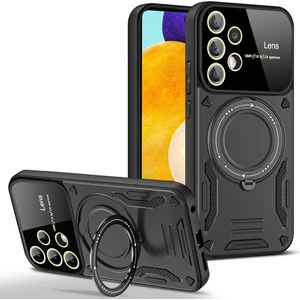 M.tk moveteck Samsung Galaxy A54 Kılıf Magsafe Dönebilen Halkalı Standlı Kamera Lens Tam Kaplama Korumalı Gold Detaylı Zırh