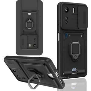 M.TK Moveteck Xiaomi Redmi 13C Uyumlu Kılıf Kamera Lens Korumalı Sürgülü Yüzüklü Kartvizitli Ipli Askılı Zuma Silikon