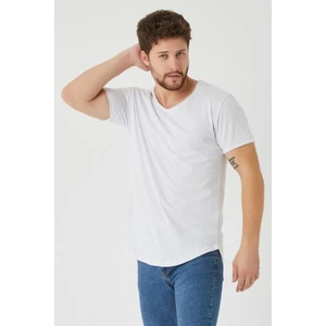 Tarz Cool Erkek Kırmızı Oval Etek Geniş Yaka %100 Pamuk Kısa Kollu T-Shirt