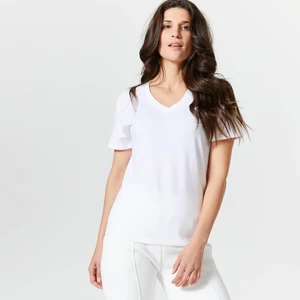 Domyos Kadın V Yakalı Spor Tişörtü - Beyaz - Fitness