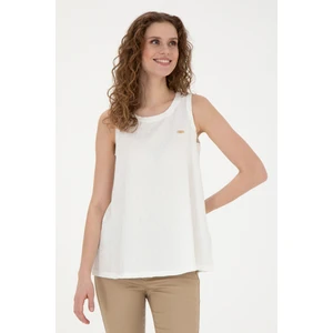 U.S. Polo Assn. Kadın Ekru Bisiklet Yaka Kolsuz Tişört 50281746-VR019