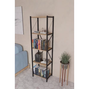 Furnature Design 5 Dar Raflı Metal Kitaplık Dekoratif Çok Amaçlı Raf - Atlantik Çam