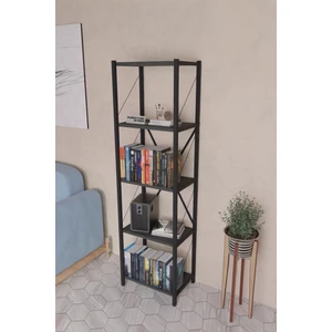 Furnature Design 5 Dar Raflı Metal Kitaplık Dekoratif Çok Amaçlı Raf - Antrasit