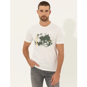 Pierre Cardin Erkek Ecru Slim Fit Bisiklet Yaka Tişört 50249353-VR019