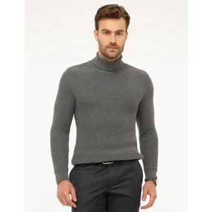 Pierre Cardin Erkek Gri Melanj Slim Fit Triko Kazak 50193385-VR086
