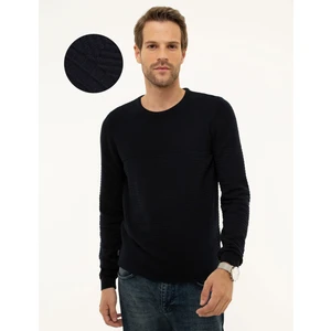 Pierre Cardin Erkek Koyu Lacivert Slim Fit Bisiklet Yaka Triko Kazak 50208874-VR100