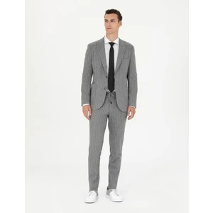 Pierre Cardin Erkek Gri Ekstra Slim Fit Çizgili Takım Elbise 50276879-VR024