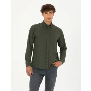 Pierre Cardin Erkek Haki Regular Fit Uzun Kollu Gömlek 50275625-VR027