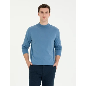 Pierre Cardin Erkek Koyu Mavi Slim Fit Yarım Balıkçı Yaka Basic Triko Kazak 50276161-VR032