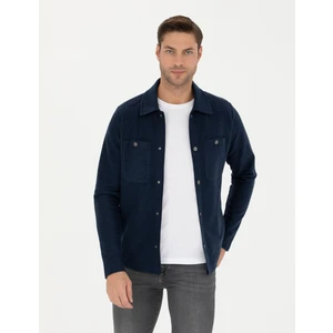 Pierre Cardin Erkek Lacivert Regular Fit Örme Gömlek 50280182-VR033