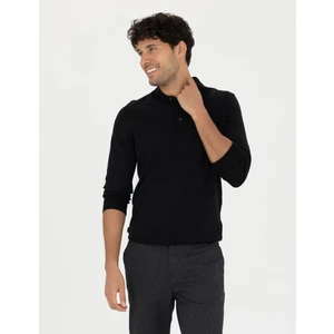 Pierre Cardin Erkek Siyah Regular Fit Polo Yaka Yün Karışımlı Basic Triko Kazak 50270051-VR046