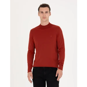 Pierre Cardin Erkek Kiremit Regular Fit Bato Yaka Yün Karışımlı Basic Triko Kazak 50270049-VR031