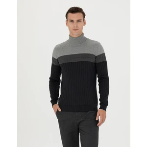 Pierre Cardin Erkek Antrasit Melanj Slim Fit Balıkçı Yaka Triko Kazak 50279430-VR081