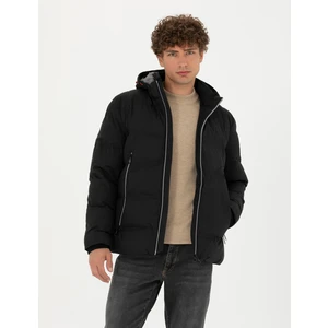 Pierre Cardin Erkek Siyah Kapüşonlu Şişme Spor Mont 50275486-VR046