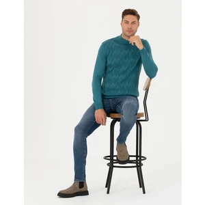 Pierre Cardin Erkek Mavi Slim Fit Yarım Balıkçı Yaka Triko Kazak 50278099-VR102