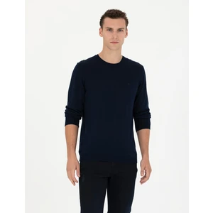 Pierre Cardin Erkek Lacivert Slim Fit Bisiklet Yaka Yün Karışımlı Basic Triko Kazak 50270054-VR033