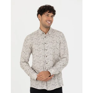 Pierre Cardin Erkek Bej Slim Fit Uzun Kollu Gömlek 50276009-VR011