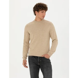 Pierre Cardin Erkek Taş Melanj Slim Fit Yarım Balıkçı Yaka Basic Triko Kazak 50276158-VR225