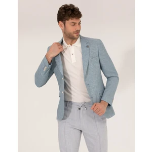 Pierre Cardin Erkek Mavi Ekstra Slim Fit Keten Karışımlı Blazer Ceket 50264619-VR003