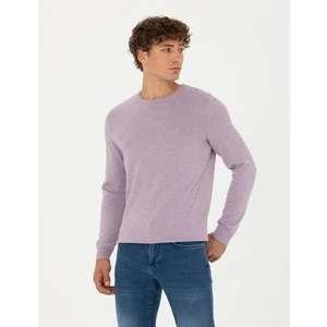 Pierre Cardin Erkek Lila Melanj Slim Fit Bisiklet Yaka Basic Triko Kazak 50270179-VR231