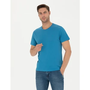 Pierre Cardin Erkek İndigo %100 Pamuk Slim Fit Bisiklet Yaka Basic Tişört 50289335-VR028