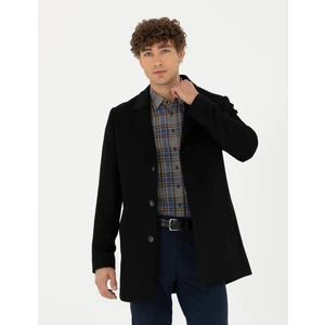 Pierre Cardin Erkek Siyah Yün Karışımlı Ekstra Slim Fit Kaşe Kaban 50270887-VR046