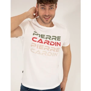 Pierre Cardin Erkek Beyaz Slim Fit Pierre Cardin Baskılı Bisiklet Yaka Tişört 50269472-VR013