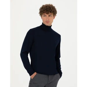 Pierre Cardin Erkek Lacivert Slim Fit Balıkçı Yaka Yün Karışımlı Basic Triko Kazak 50270052-VR033