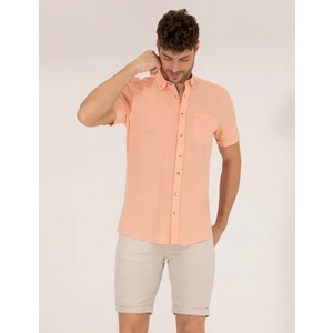 Pierre Cardin Erkek Turuncu Regular Fit Kısa Kollu Gömlek 50268184-VR051