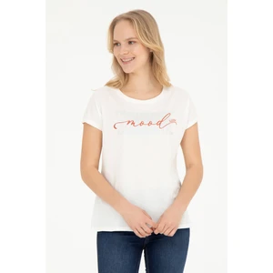 U.S. Polo Assn. Kadın Ekru Tişört 50282894-VR019