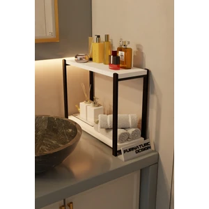 Furnature Design Banyo Düzenleyici 2 Raflı Metal Masa Üstü Organizer - Beyaz