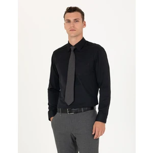Pierre Cardin Erkek Siyah Regular Fit Uzun Kollu Basic Gömlek 50277764-VR046