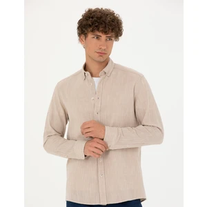 Pierre Cardin Erkek Bej Regular Fit Uzun Kollu Gömlek 50278180-VR011
