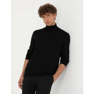Pierre Cardin Erkek Siyah Slim Fit Balıkçı Yaka Yün Karışımlı Basic Triko Kazak 50270052-VR046