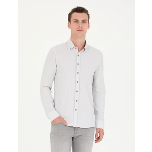 Pierre Cardin Erkek Açık Gri Slim Fit Uzun Kollu Gömlek 50274595-VR001