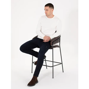 Pierre Cardin Erkek Ekru Slim Fit Bisiklet Yaka Basic Triko Kazak 50270179-VR019