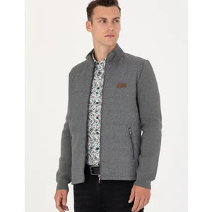 Pierre Cardin Erkek Gri Melanj Slim Fit Fermuarlı Triko Hırka 50276621-VR086