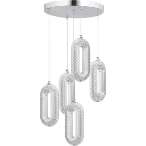 Istanbul Avize Beta 5'li Gümüş Ledli Kristal Taşlı Avize