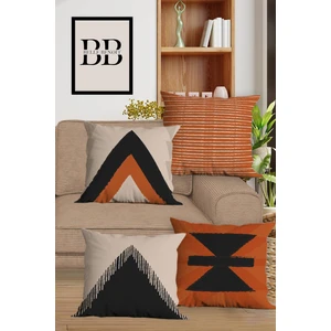 Belle Benoit Çift Tarafı Dijital Baskılı Hediyelik Dekoratif 4' Lü Koltuk Yastık Kılıfı Kırlent Kılıfı Seti