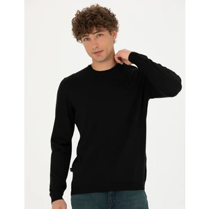 Pierre Cardin Erkek Siyah Slim Fit Bisiklet Yaka Yün Karışımlı Basic Triko Kazak 50270054-VR046