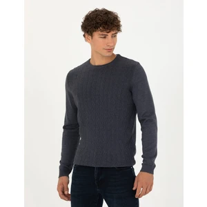 Pierre Cardin Erkek Koyu Mavi Slim Fit Bisiklet Yaka Triko Kazak 50278096-VR032