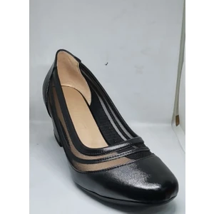 White Line 8608 Kadın Kalın Topuklu Klasik Ayakkabı Siyah