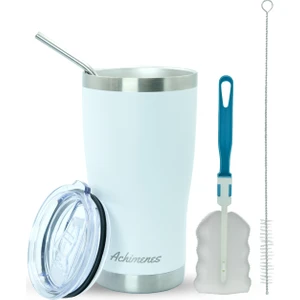 Klasik Paslanmaz Çelik Termos Bardak 590 ml Pipetli