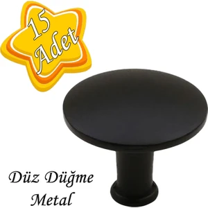 15 Adet Düz Düğme Siyah Kulp Mobilya Çekmece Dolap Kapak Kulbu Metal Kulp Aksesuarları Vidalı