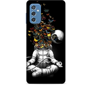 Samsung Galaxy M52 Kılıf Caliburn 1 Astronot ve Kelebekler Telefon Kılıfı