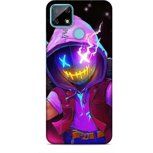 Realme C21 Kılıf Caliburn 19 Maskeli Pembe Tam Koruma Kılıf